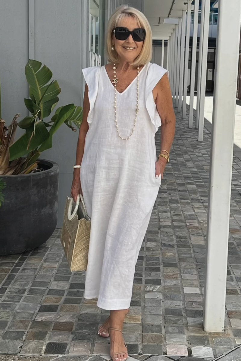 Women Cotton And Linen Casual Summer Beach Dress