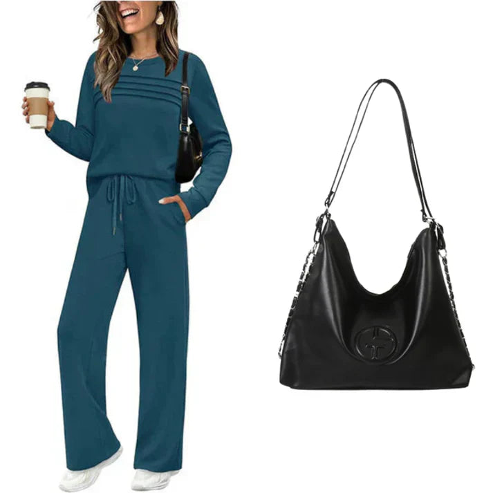 Women's Crew Neck Top & Drawstring Pants Set