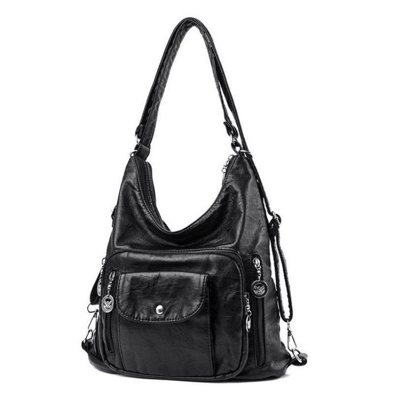 Women's Convertible Multi-Pocket Shoulder Bag - 3 Ways to Wear