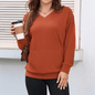 Women’s Hoodless V-Neck Hoodie with Pockets