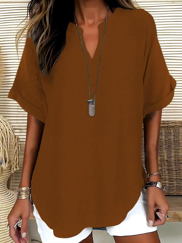 Women's Casual Solid Short Sleeve Top