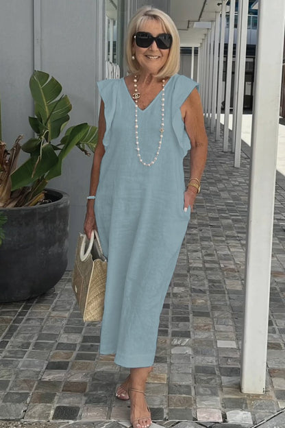 Women Cotton And Linen Casual Summer Beach Dress