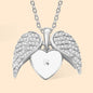 Personalized Cubic Zircon Heart Shape Angel Wing Photo Locket Necklace Anniversary Birthday Gift