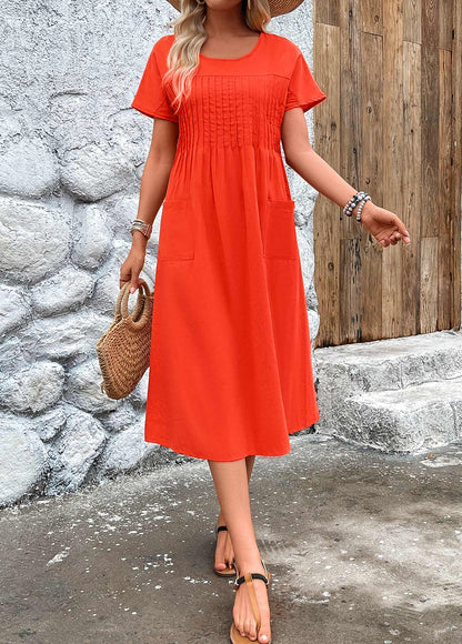 Stitch Short Sleeve Round Neck Dress