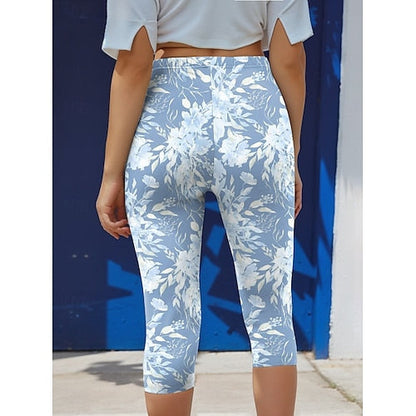 Women's Jean Capris Stretch Lace Leggings for Women Sexy Skinny Jeans Plus Size High Waist Denim Cropped Slim Pants