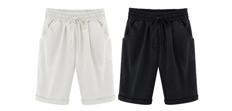 Women's Casual Soft Solid Drawstring Shorts Plus Size Ten Color