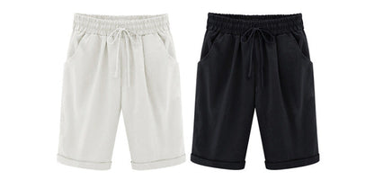 Women's Casual Soft Solid Drawstring Shorts Plus Size Ten Color