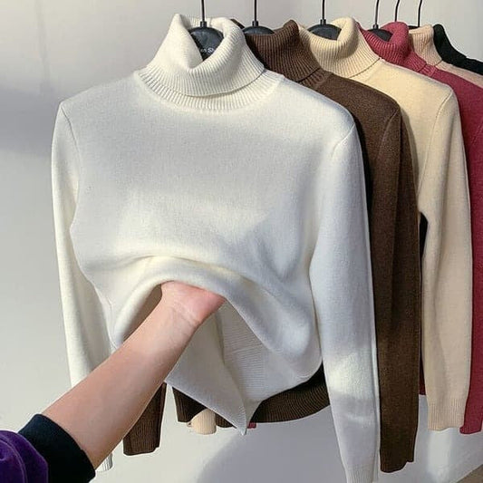Women Turtleneck Sweater Autumn Winter Elegant Thick Warm Long
