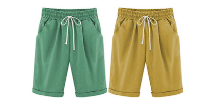 Women's Casual Soft Solid Drawstring Shorts Plus Size Ten Color