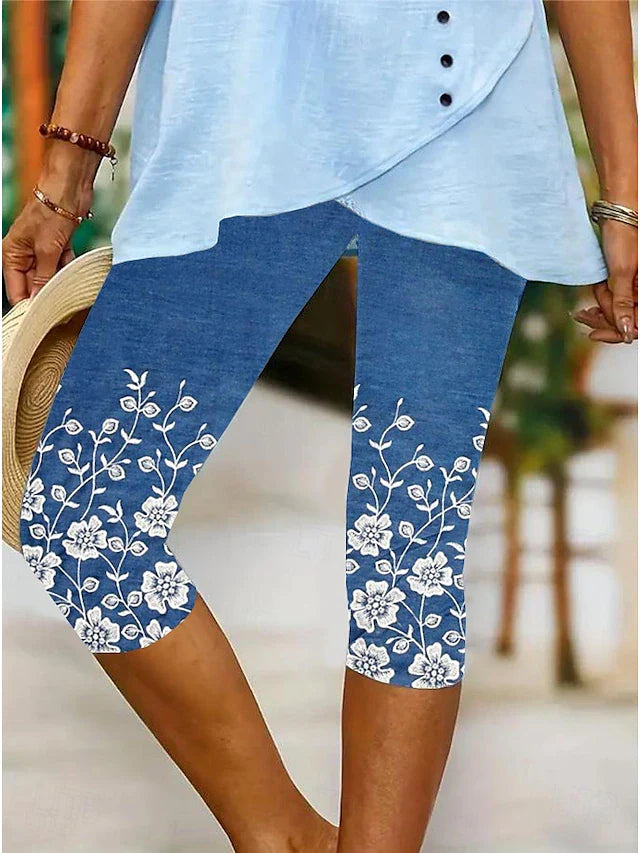 Women's Jean Capris Stretch Lace Leggings for Women Sexy Skinny Jeans Plus Size High Waist Denim Cropped Slim Pants