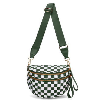 ✨Last Day 49% OFF✨Checkered Leather Bum & Crossbody Bag – RFID Protected-Buy 2 Get Free Shipping Today