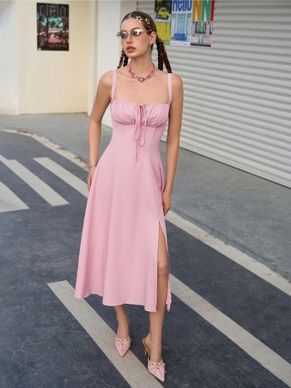 ✨Last Day 49% OFF✨Ruched Bust Split Thigh Cami Dress-Buy 2 Get Free Shipping Today
