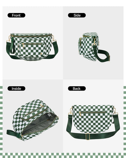 ✨Last Day 49% OFF✨Checkered Leather Bum & Crossbody Bag – RFID Protected-Buy 2 Get Free Shipping Today