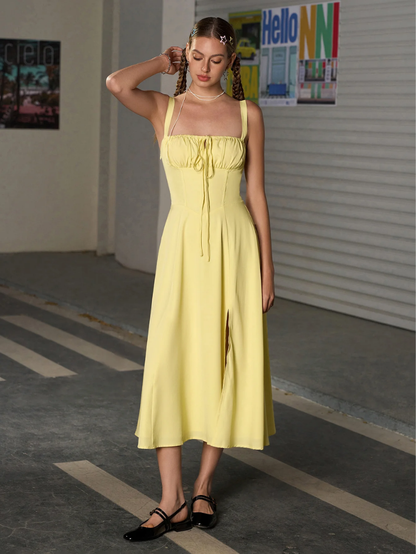 ✨Last Day 49% OFF✨Ruched Bust Split Thigh Cami Dress-Buy 2 Get Free Shipping Today