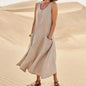 Women's Sleeveless Cotton And Linen Dress