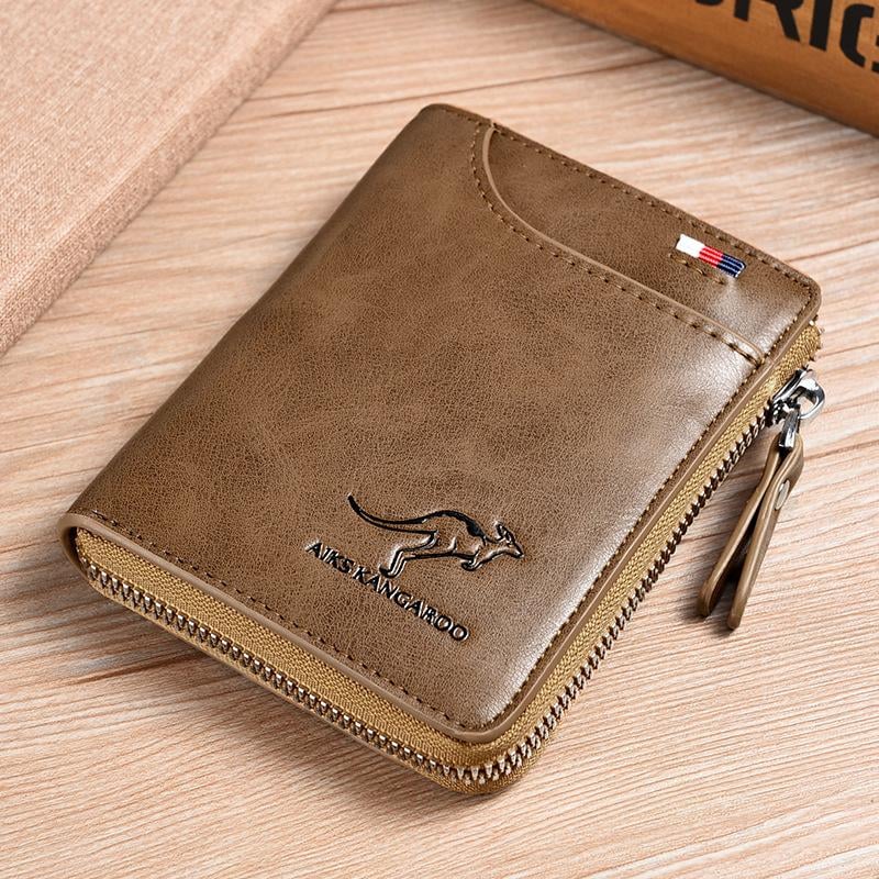Men Wallet Zipper Purse with Rfid Protected