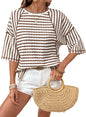 Women's Oversized Striped Color Block Summer T-Shirt