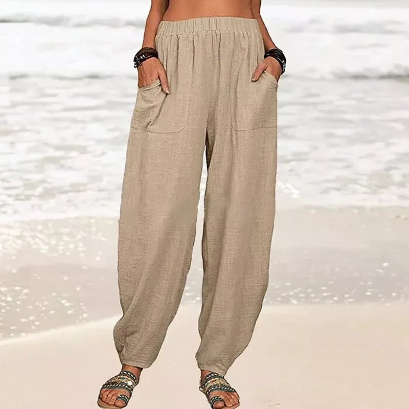 ✨Last Day 49% OFF✨Women's Solid Color Loose Cotton And Linen Casual Pants Buy 2 Get Free Shipping Today