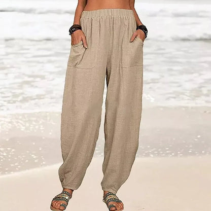✨Last Day 49% OFF✨Women's Solid Color Loose Cotton And Linen Casual Pants Buy 2 Get Free Shipping Today