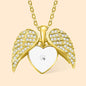 Personalized Cubic Zircon Heart Shape Angel Wing Photo Locket Necklace Anniversary Birthday Gift