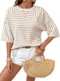 Women's Oversized Striped Color Block Summer T-Shirt