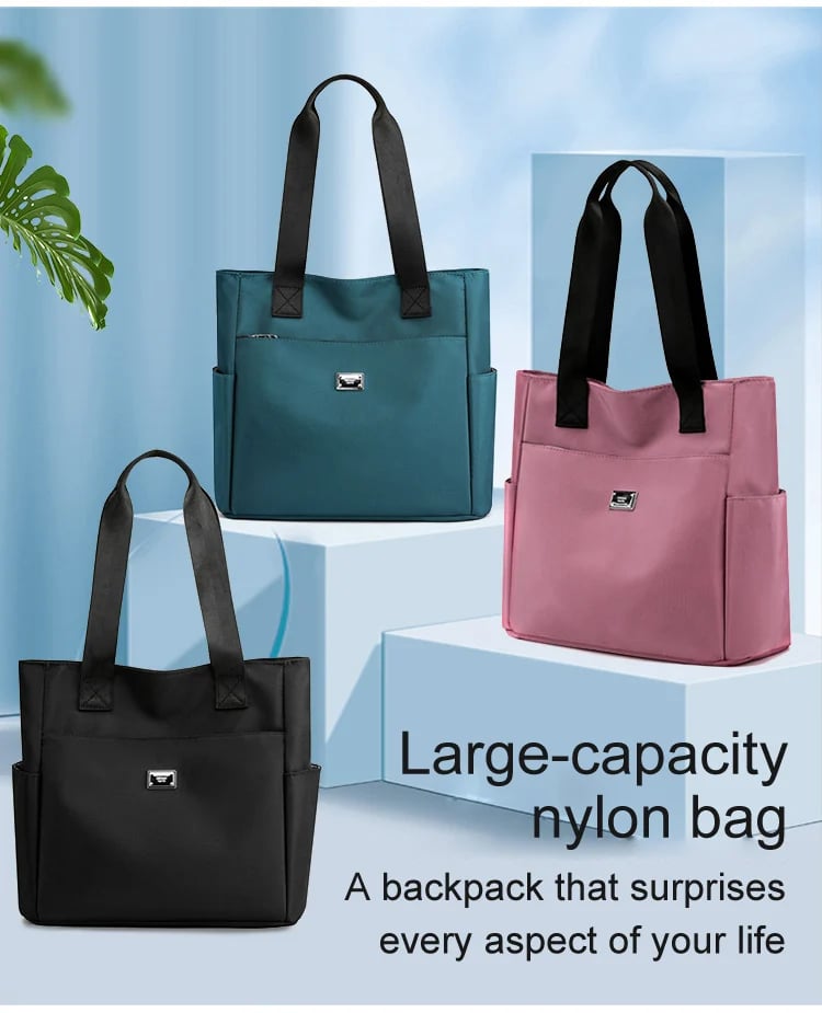 Large Capacity Water Repellent Multi Pocket Nylon Shoulder Bag