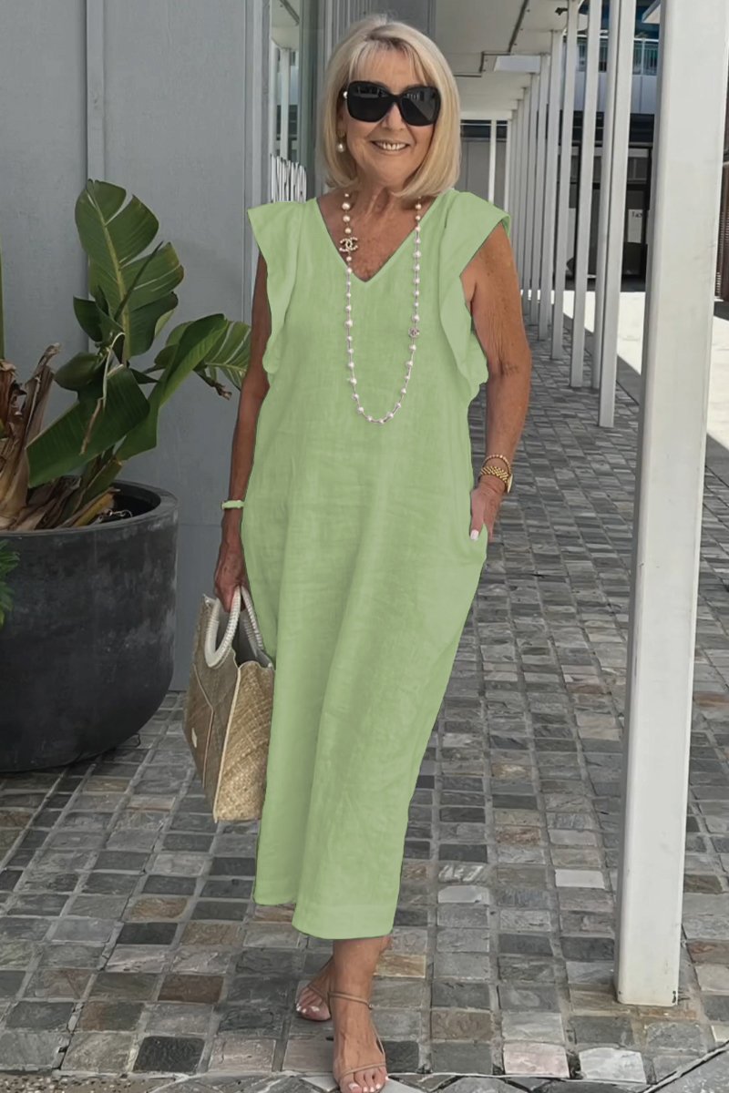 Women Cotton And Linen Casual Summer Beach Dress