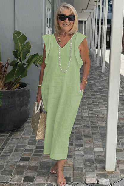 Women Cotton And Linen Casual Summer Beach Dress