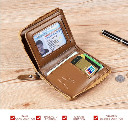 Men Wallet Zipper Purse with Rfid Protected