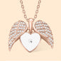 Personalized Cubic Zircon Heart Shape Angel Wing Photo Locket Necklace Anniversary Birthday Gift