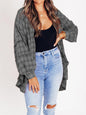Women's Seams Raw Edge Washed Oversized Shirt Jacket