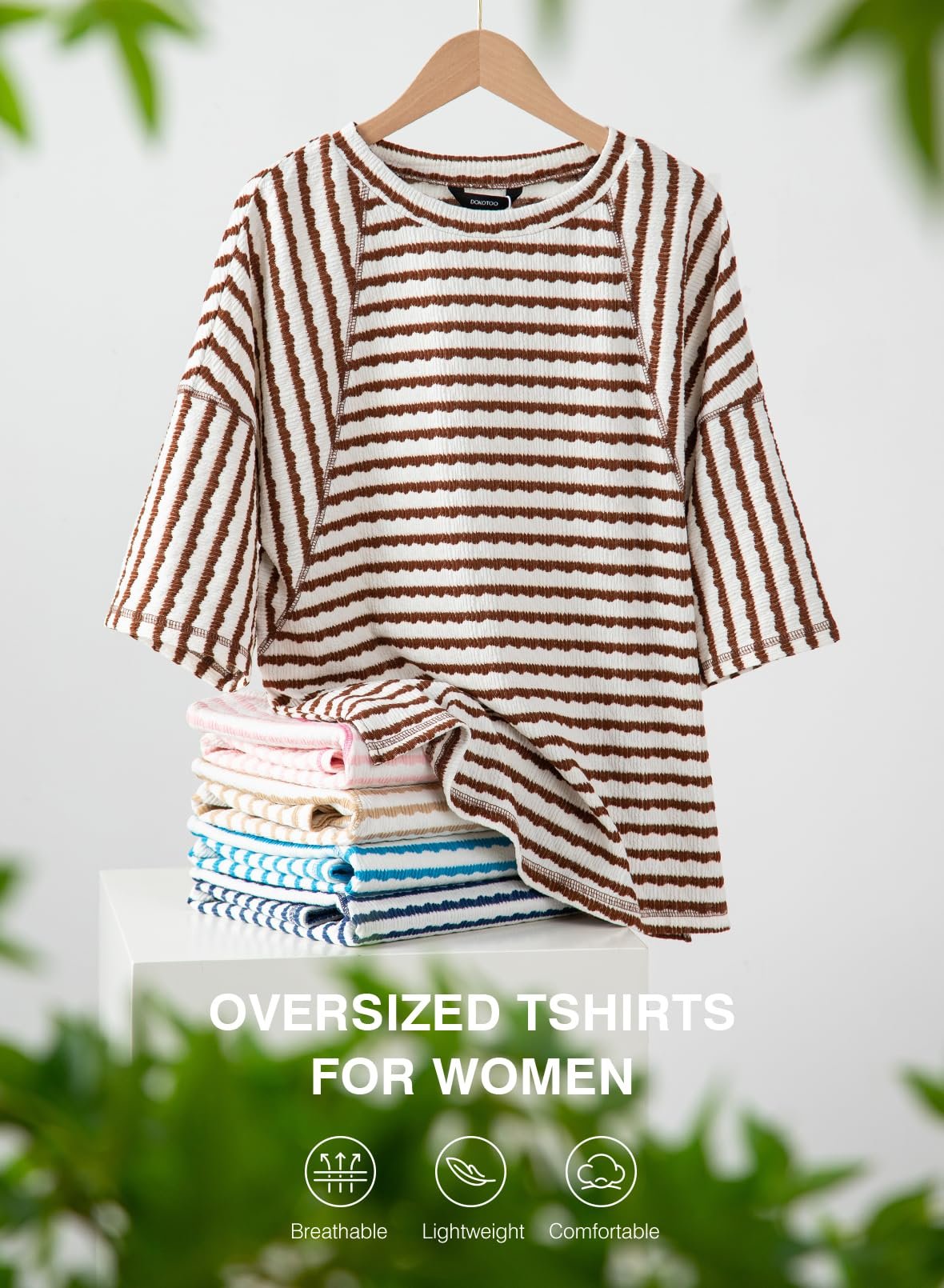 Women's Oversized Striped Color Block Summer T-Shirt