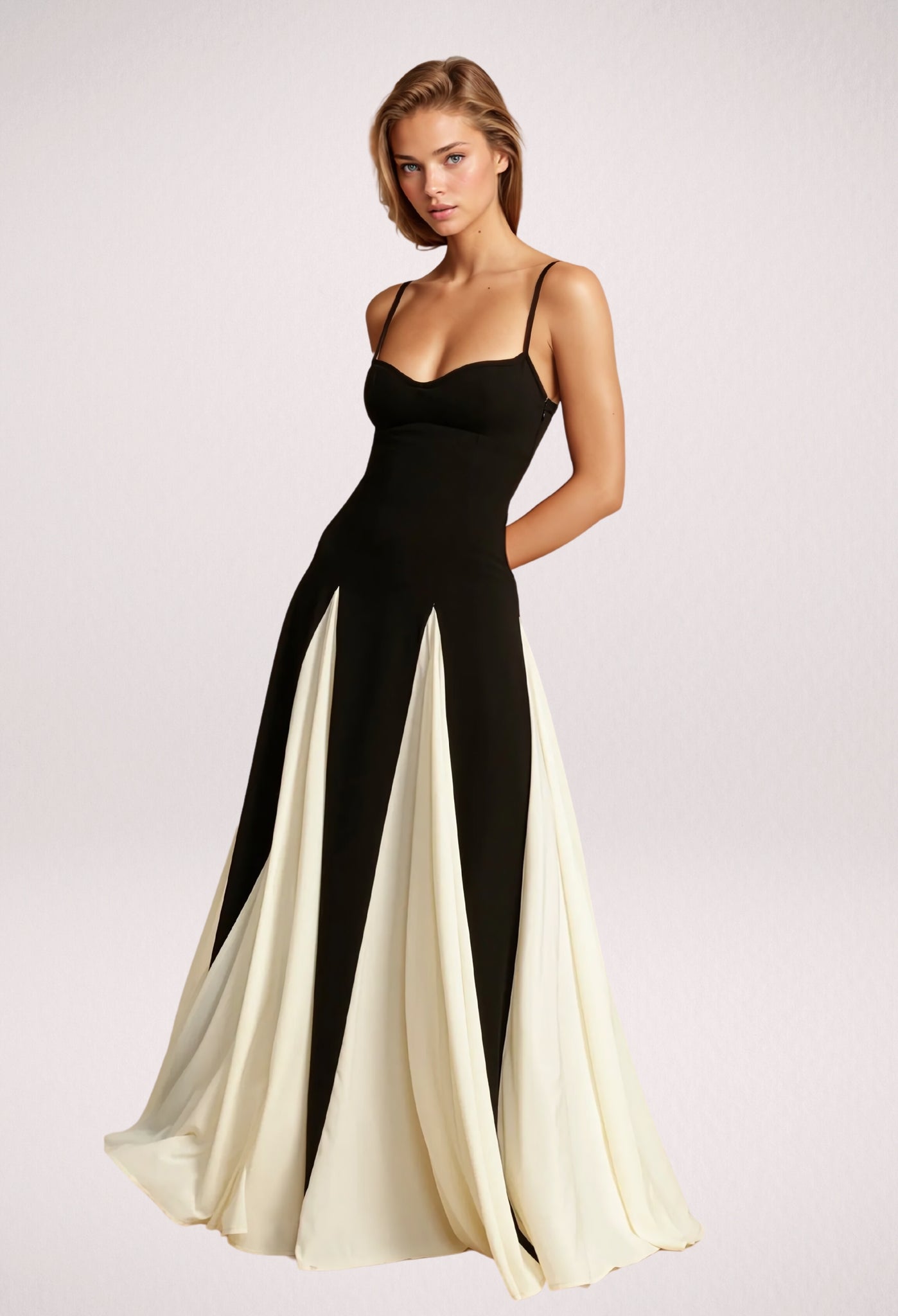 Timeless Elegance Panelled Tulle A-Line Slip Maxi Dress