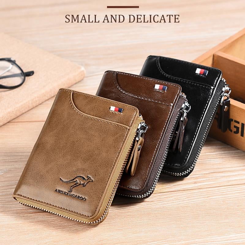 Men Wallet Zipper Purse with Rfid Protected