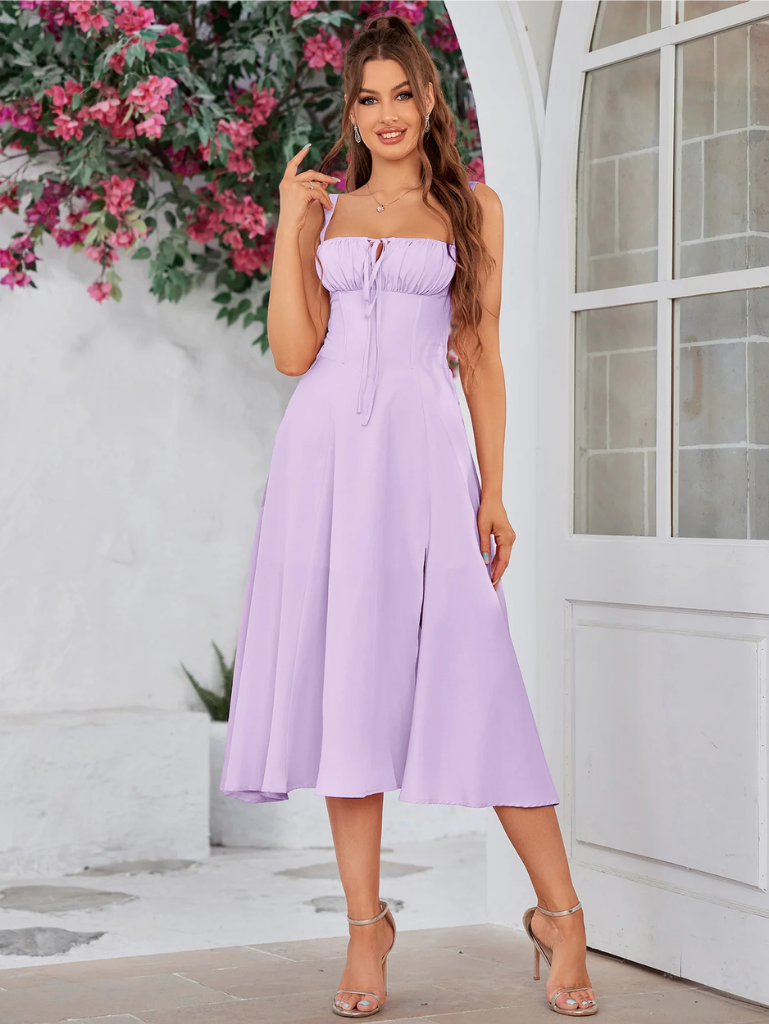 ✨Last Day 49% OFF✨Ruched Bust Split Thigh Cami Dress-Buy 2 Get Free Shipping Today