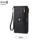 Women's long wallet, stylish clutch, elegant solid color RFID blocking leather wallet