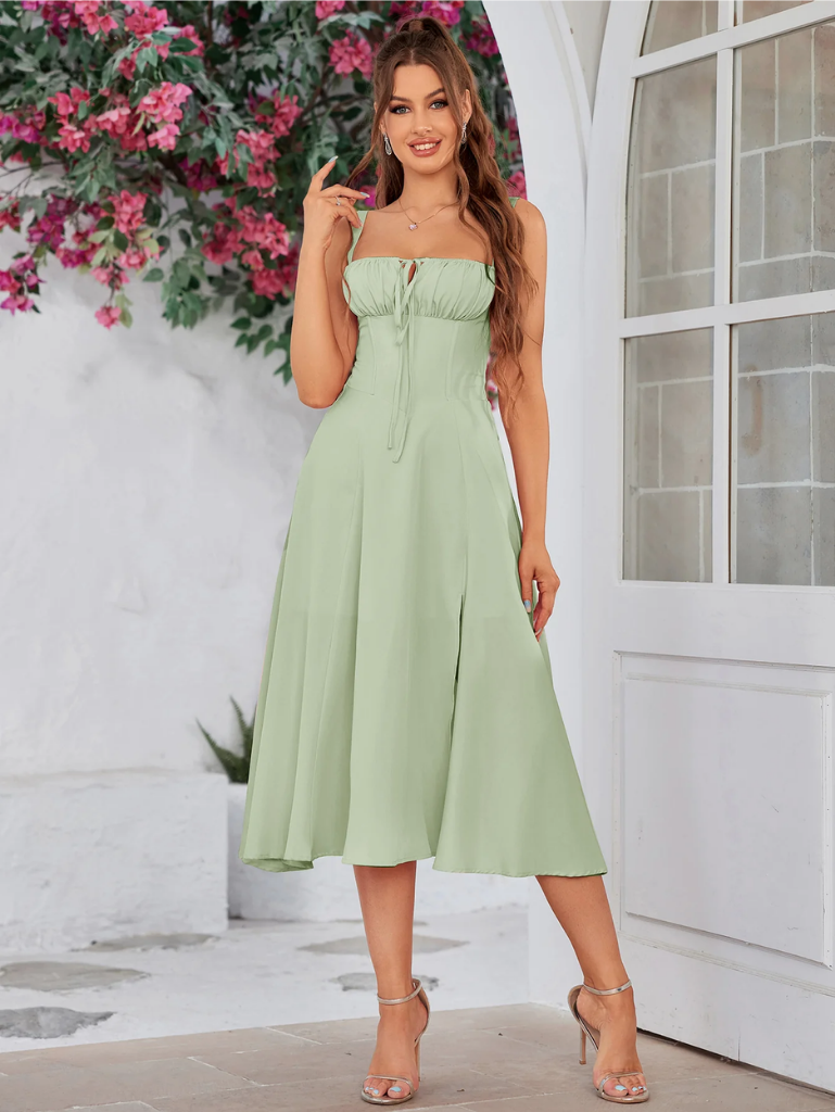 ✨Last Day 49% OFF✨Ruched Bust Split Thigh Cami Dress-Buy 2 Get Free Shipping Today
