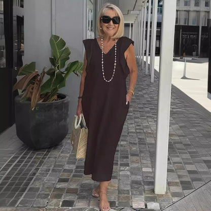 Women Cotton And Linen Casual Summer Beach Dress