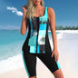 Stylish Print Sleeveless Swimwear