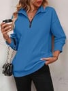 Womens Zip-Up Dropped Shoulder Sweatshirt