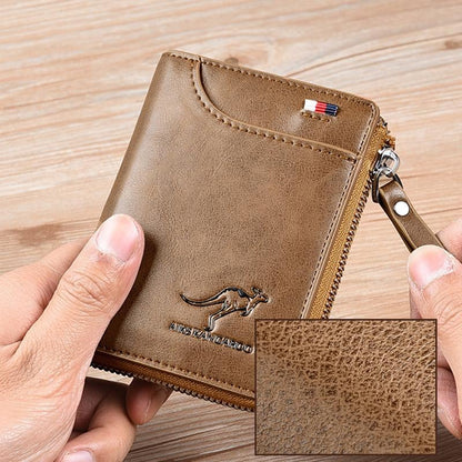 Men Wallet Zipper Purse with Rfid Protected