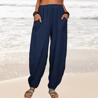 ✨Last Day 49% OFF✨Women's Solid Color Loose Cotton And Linen Casual Pants Buy 2 Get Free Shipping Today