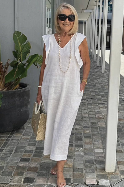Women Cotton And Linen Casual Summer Beach Dress