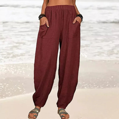 ✨Last Day 49% OFF✨Women's Solid Color Loose Cotton And Linen Casual Pants Buy 2 Get Free Shipping Today
