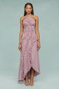 Party Asymmetric Pleated Halter Neck Dress