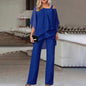 Elegant Layered Chiffon Top & Wide-Leg Pants Set