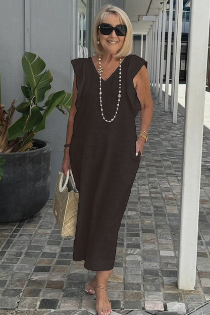 Women Cotton And Linen Casual Summer Beach Dress