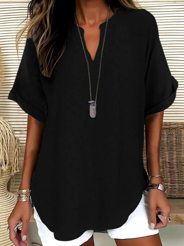 Women's Casual Solid Short Sleeve Top