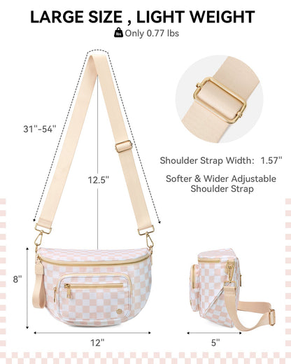 ✨Last Day 49% OFF✨Checkered Leather Bum & Crossbody Bag – RFID Protected-Buy 2 Get Free Shipping Today