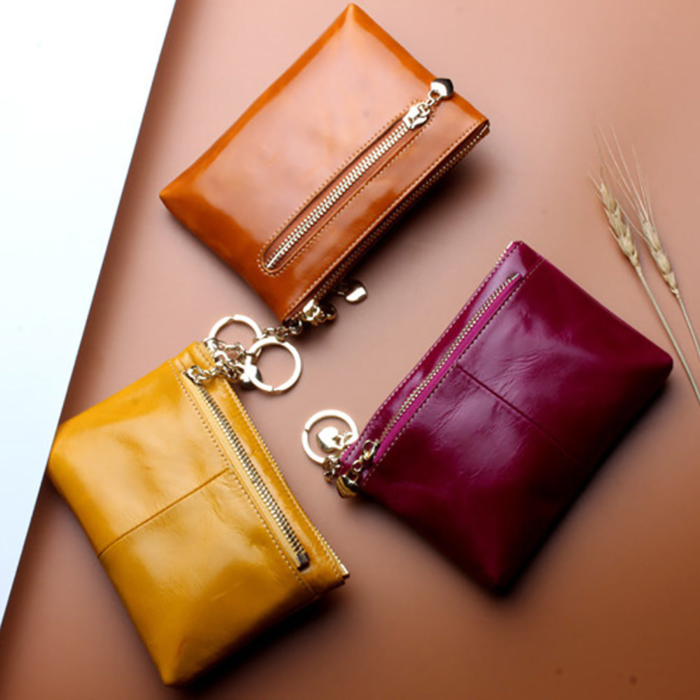 Retro Genuine Leather Coin Purse – Compact and Stylish Card Holder
